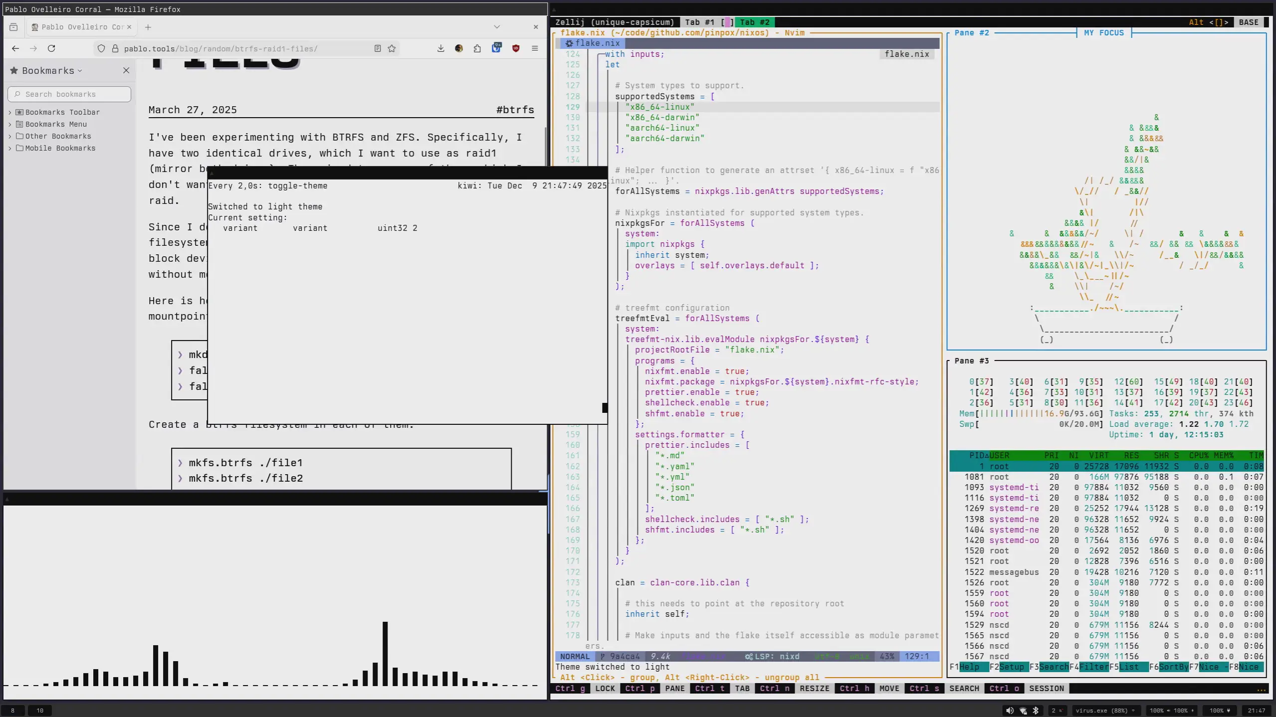 Adaptive theme switching demonstration in Sway